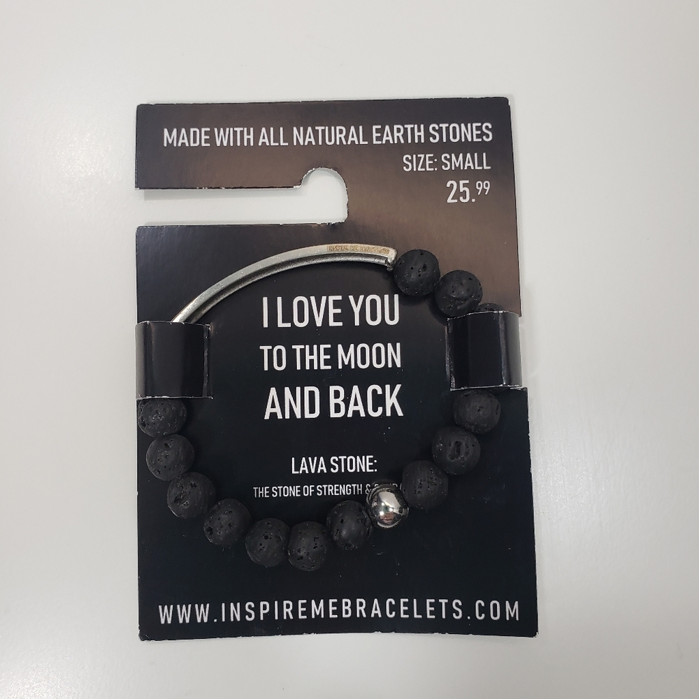 I Love you to the Moon and Back Bracelet Lava Ston